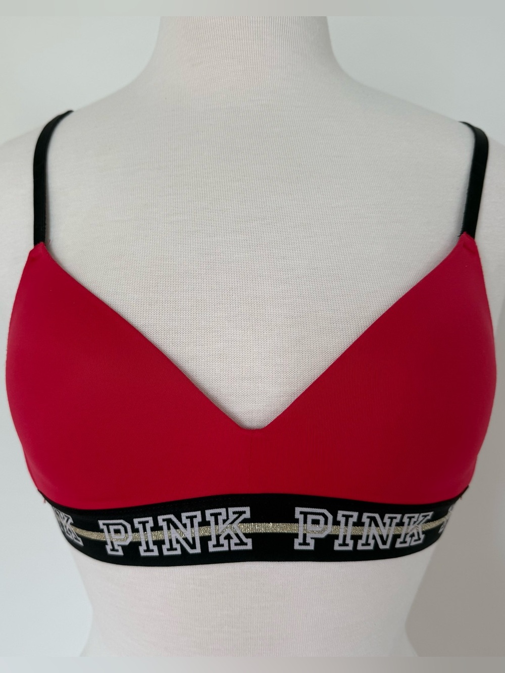 PINK Victoria's Secret Women's Red Wireless Bralette with Logo Band